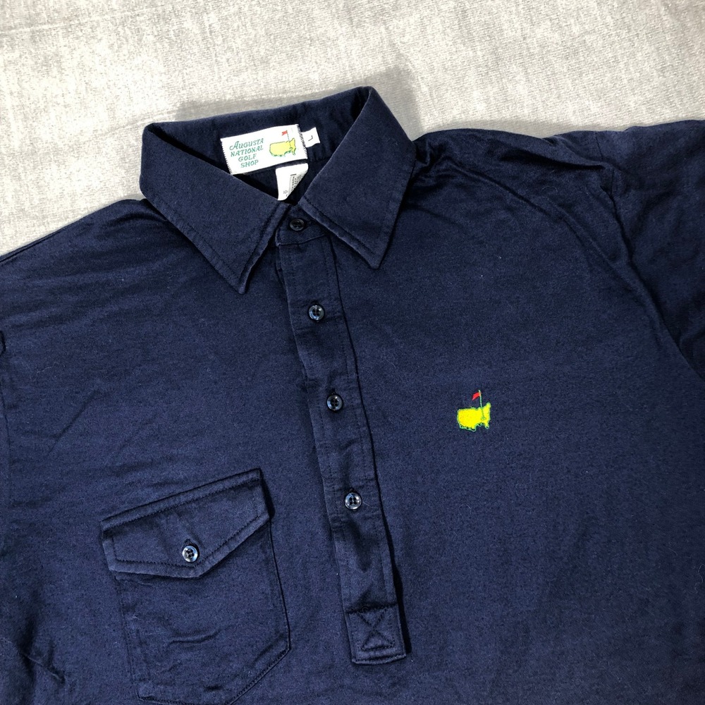 Masters‎ Augusta National Golf Shop Polo Shirt Men's Large Navy Blue Pocket Vtg